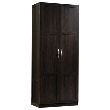 Pemberly Row Engineered Wood 4-Shelf Storage Cabinet in Cinnamon Cherry