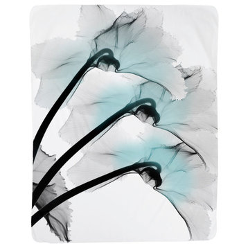 Blue Orchid X-Ray Flowers Sherpa Throw Blanket
