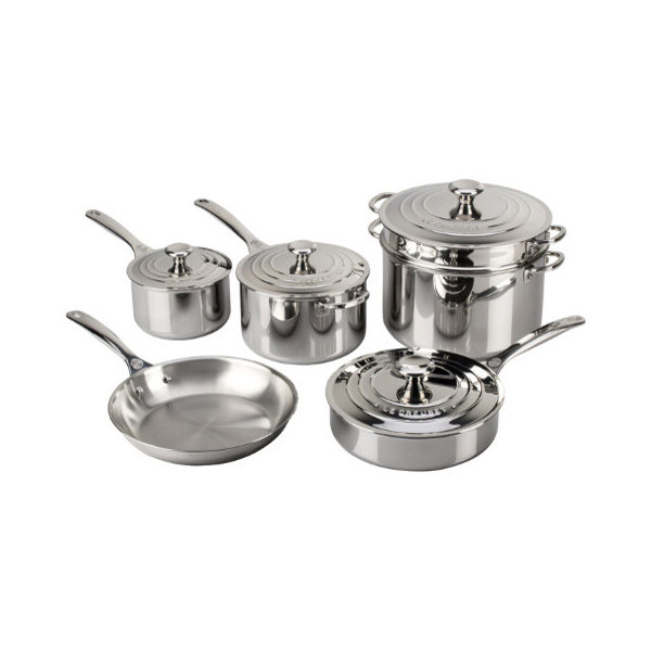 Le Creuset Tri-Ply Stainless Steel 10 Piece Cookware Set