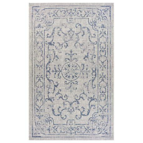 Medallion Blues Indoor/Outdoor Area Rug, 1'10" X 3'