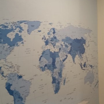 World Map in a Hallway