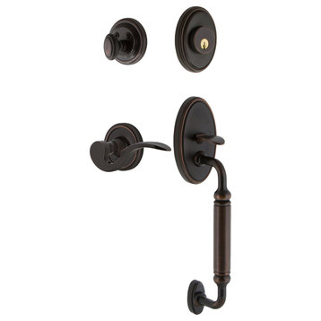 Classic Plate C Grip Entry Set Manor Lever, Timeless Bronze, 2-3/8", Left