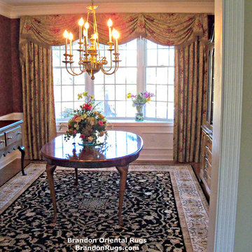 Hand-knotted SIlk and Wool Rug Selected to Finish Bucks County, PA Dining Room