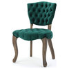GDF Studio Elizabeth Tufted New Velvet Fabric Dining Chairs, Set of 2, Dark Green