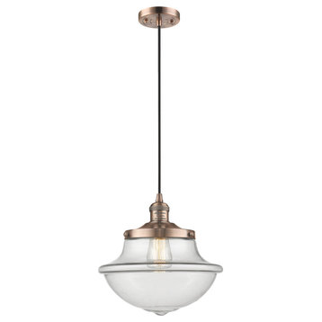 Innovations Oxford School House 1-Light Dimmable LED Pendant, Antique Copper