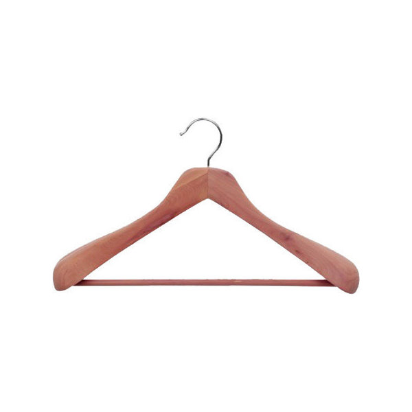 Cedar Deluxe Suit Hanger, Unfinished/Chrome, Box of 6