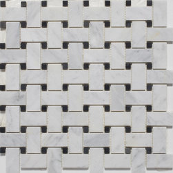 Bianco Carrara Honed Basketweave Mosaic Tiles - Mosaic Tile