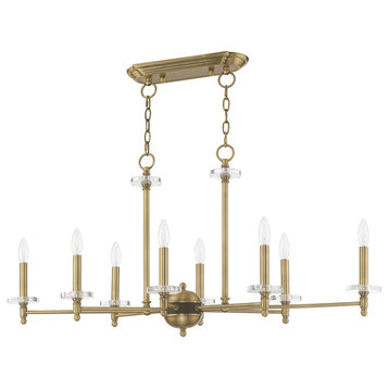 Livex Lighting Antique Brass 8-Light Linear Chandelier