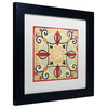 'Bohemian Rooster Tile Square II' Matted Framed Canvas Art by Daphne Brissonnet