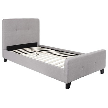 Flash Furniture Tribeca Tufted Twin Platform Bed in Light Gray
