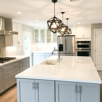 Large Kitchen Island with Pendant Lighting