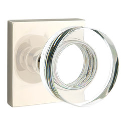 Modern Disc Crystal Knob and Square Rosette - Doorknobs