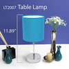 Simple Designs Chrome Mini Basic Table Lamp With Fabric Blue Shade