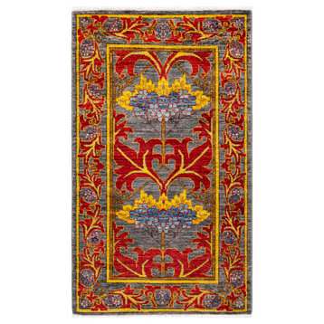 Arts and Crafts, One-of-a-Kind Hand-Knotted Area Rug Red, 3' 0" x 5' 0"