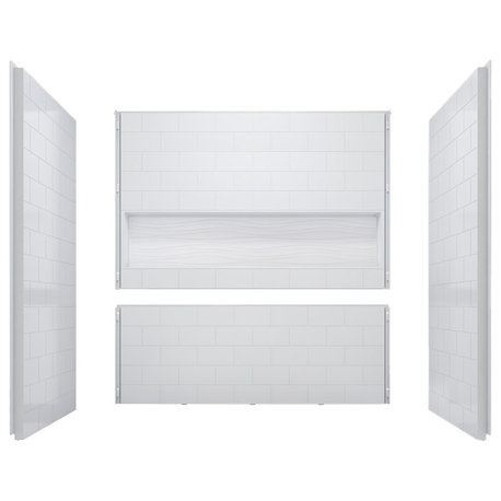 60" x 32" 4-Piece Direct-to-Stud Alcove Tub Surround, White