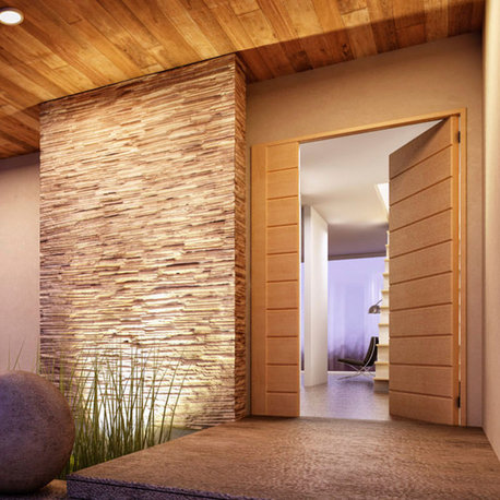Nordic Natural Style Teak Wall Panel, 11 Pieces