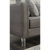 Contemporary Sofa, Acrylic Legs & Animal Skin Patterned Polyester Seat, Gray