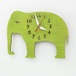 Lime Elephant Children's Wall Clock - Kids Clocks