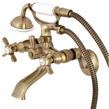 Kingston Brass Clawfoot Tub Faucet With Hand Shower, Antique Brass