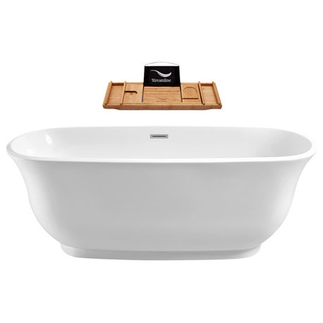67" Streamline N-661-67FSWH-FM Soaking Freestanding Tub With Internal Drain