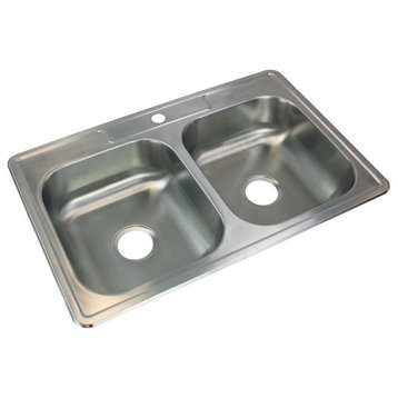 Transolid Select 33"x22 1/64"x6" Double Drop-in SS Kitchen Sink