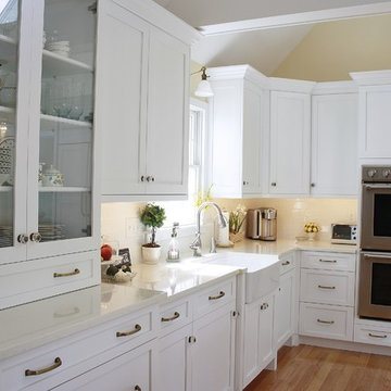 White Compac Perlino Quartz Kitchen