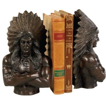 Bookends Bookend AMERICAN WEST Lodge Indian Chief Bust Oversized
