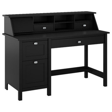 Pemberly Row 54W Computer Desk with Organizer in Classic Black - Engineered Wood