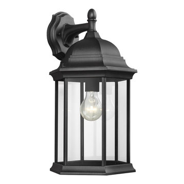 Sea Gull Lighting Large 1-Light Downlight Outdoor Lantern, Black