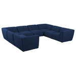 Meridian Furniture - Miramar Linen Textured Fabric  8-Piece Modular U-Shaped Sectional, Navy - Unwind and let your cares float away while you're curled up in the welcoming confines of this Miramar Modular Sectional. This sophisticated modular sectional is made from premium materials with a solid frame that ensures durability and long-lasting service life. The soft navy linen textured upholstery on this modular sectional makes it feel super indulgent against the skin. Pair this sectional with other items in the Miramar collection for a complete lookthe latches underneath make pairing a snap.