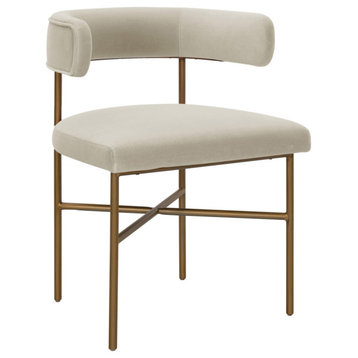 Kim Performance Velvet Chair in Cream - Cream