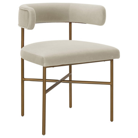 Kim Performance Velvet Chair in Cream - Cream
