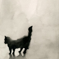 Black Cat Watercolor Painting - Fine Art Prints
