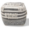 Bowery Hill Traditional Grey and Ivory Handwoven Cotton Pouf Ottoman