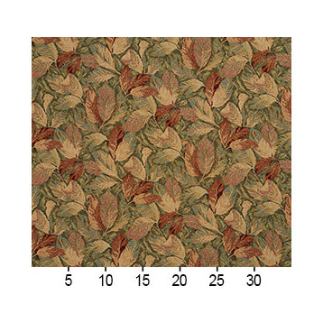 Burgundy And Green, Floral Leaves Tapestry Upholstery Fabric By The Yard