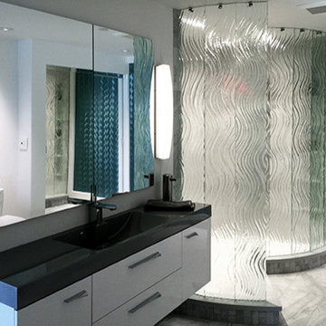Scorpio Custom Glass Walk in Shower -Cast Glass Wall