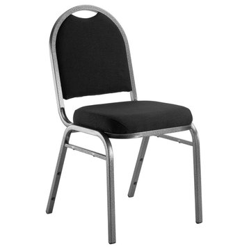 NPS 9200 Fabric Stack Chair, Ebony Black Seat/ Silvervein Frame