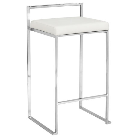 Lucien 25.25" Upholstered Counter Stool, Soft Gray/Chrome