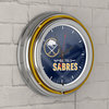NHL Chrome Double Rung Neon Clock, Watermark, Buffalo Sabres