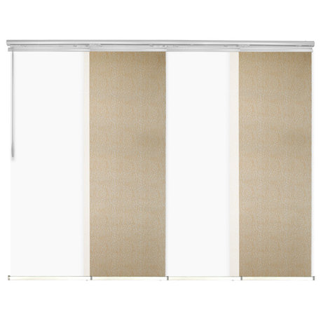 Navajo White-Raisa 4-Panel Track Extendable Vertical Blinds 48-88"x94"