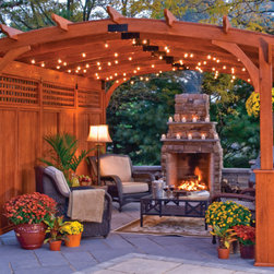 Hearthside Pergola with Privacy Wall - Pergolas