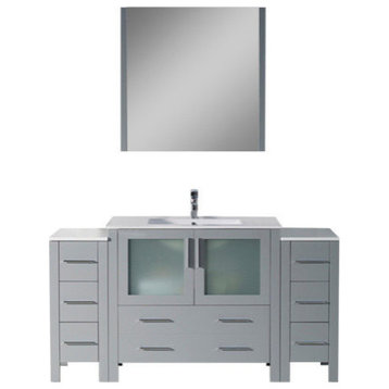 Sydney 60" Vanity Set With Double Side Cabinets, Metal Gray