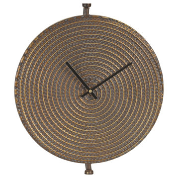 15" Circle Bronze Metal Analog Wall Clock