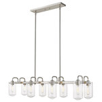Z-Lite - Delaney 8 Light Island Light, Brushed Nickel - Infuse light and industrial energy into any transitional space. Brushed nickel finish steel forms a gleaming plate, downrods, and frame that make this eight-light island chandelier a perfect choice.