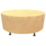 Budge - Budge All-Seasons Round Patio Table Cover Extra Large (Nutmeg) - The Budge All-Seasons Round Table Cover, Extra Large provides high quality protection to your outdoor round patio table. The All-Seasons Collection by Budge combines a simplistic, yet elegant design with exceptional outdoor protection. Available in a neutral blue or tan color, this patio collection will cover and protect your round outdoor table, season after season. Our All-Seasons collection is made from a 3 layer SFS material that is both waterproof and UV resistant, keeping your patio furniture protected from rain showers and harsh sun exposure. The outer layers are made from a spun-bonded polypropylene, while the interior layer is made from a microporous waterproof material that is breathable to allow trapped condensation to flow through the cover. Our waterproof round table covers feature Cover stays secure in windy conditions. With our All-Seasons Collection you'll never have to sacrifice style for protection. This collection will compliment nearly any preexisting patio decor, all while extending the life of your outdoor furniture. This round table cover measures 72" Diameter x 28" High.