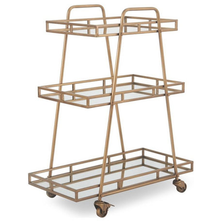 Adore Decor Addison Bar Cart Antique Gold
