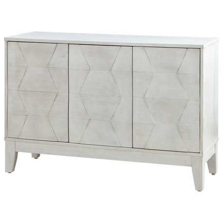 45" 3 Doors Storage, Wide Sideboard Cabinet, White