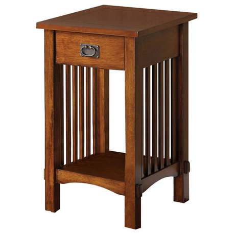 Benzara BM122854 Spacious Mango Wood Nightstand With Slatted Side Panels, Brown