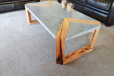 1.2m x 600mm unique custom handmade polished concrete coffee table with hardwood