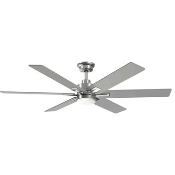 Dallam 1 Light 60 in. Indoor Ceiling Fan, Brushed Nickel, Silver/Dark Cherry